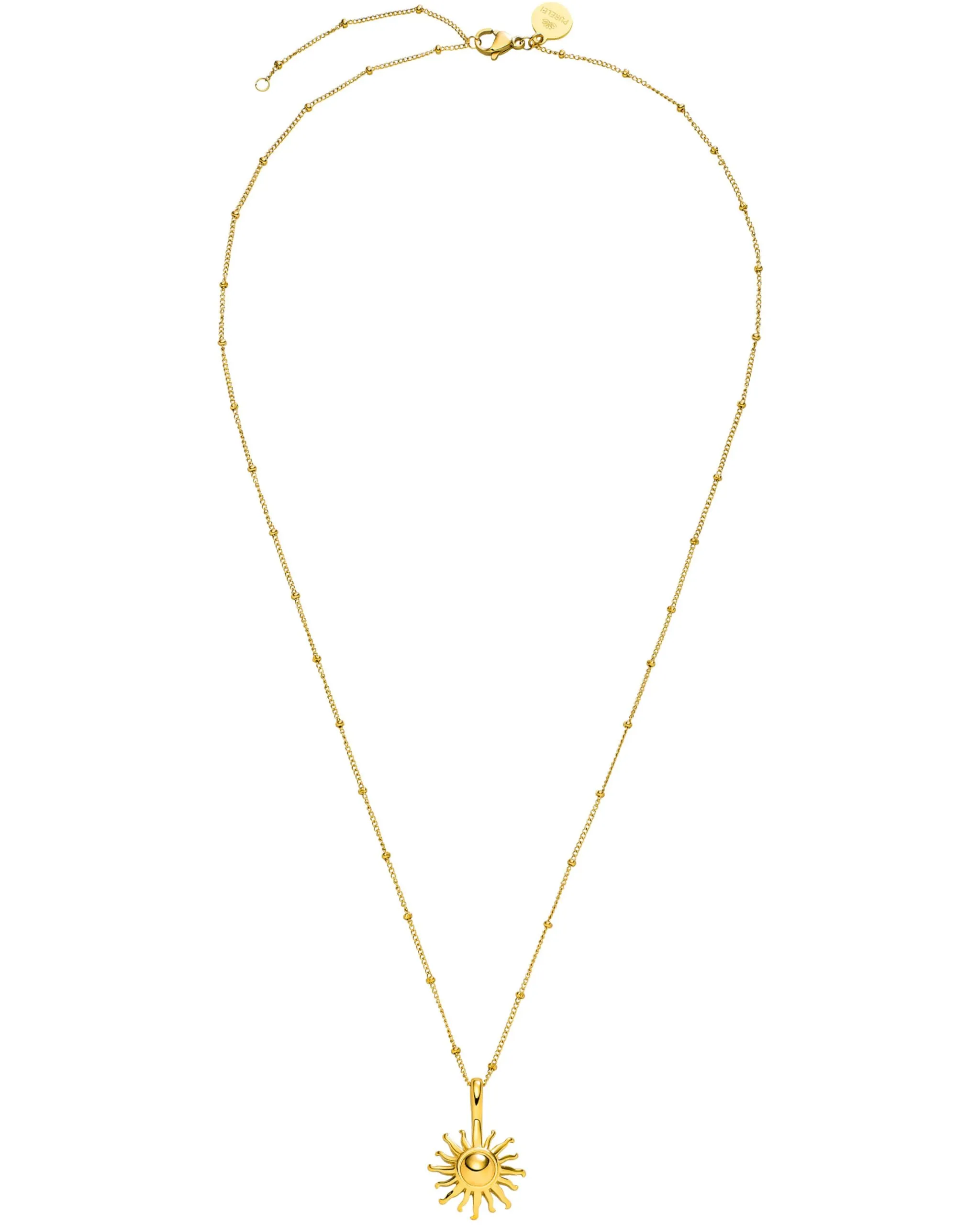 Sun Necklace – 18K Gold Plated Stainless Steel – Waterproof Adjustable 20-22 Inch Fashion Jewelry