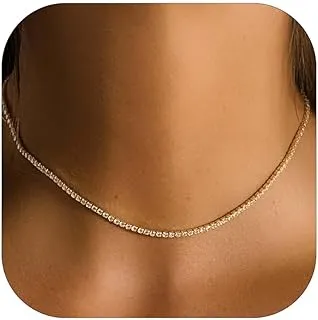 Tennis Necklace for Women 14K Gold/Silver Plated Dainty Cubic Zirconia Diamond Choker