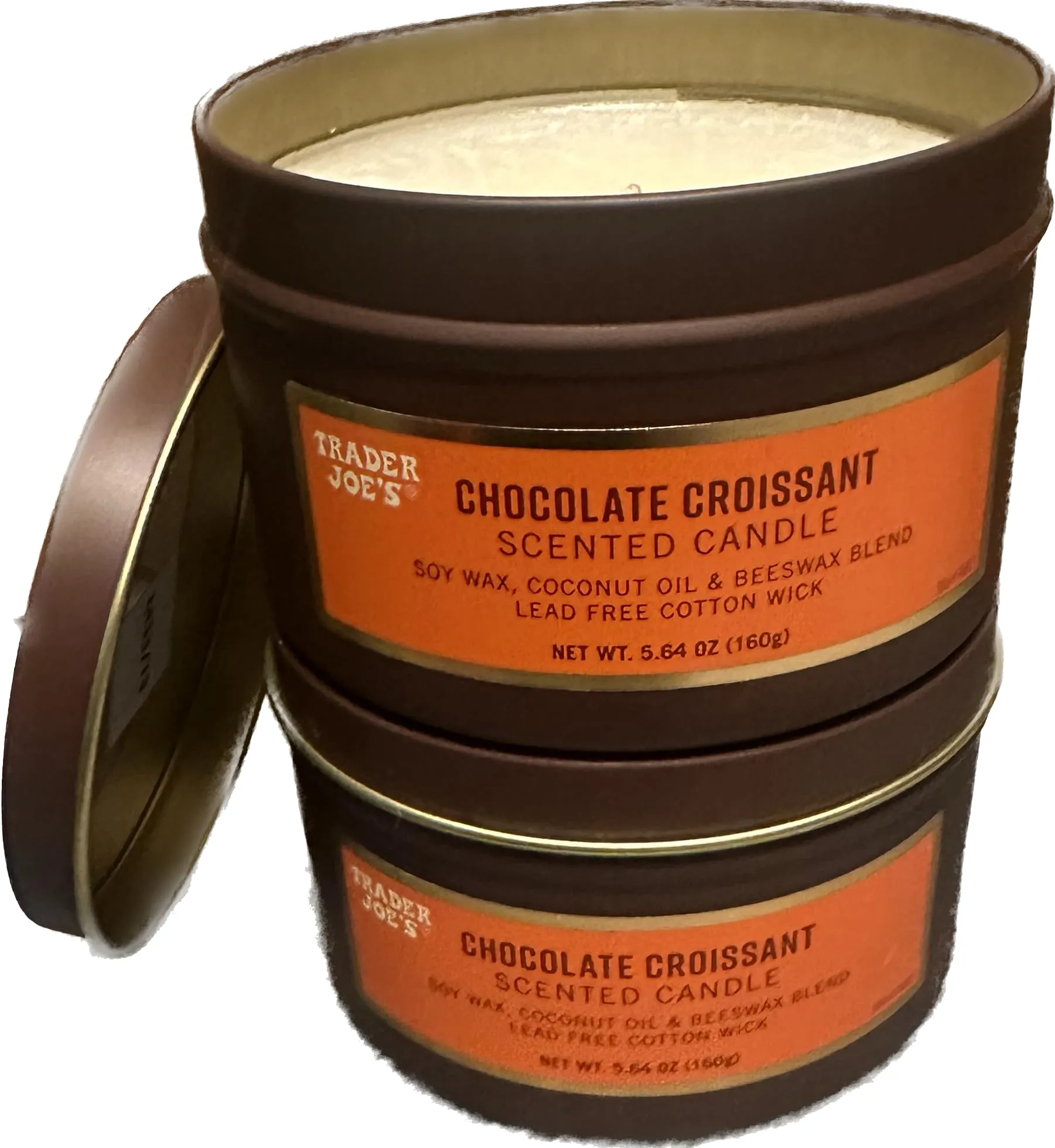 Trade Joe's Candle Duo - 2 Chocolate Croissant Scented Candles in Tin Packaging