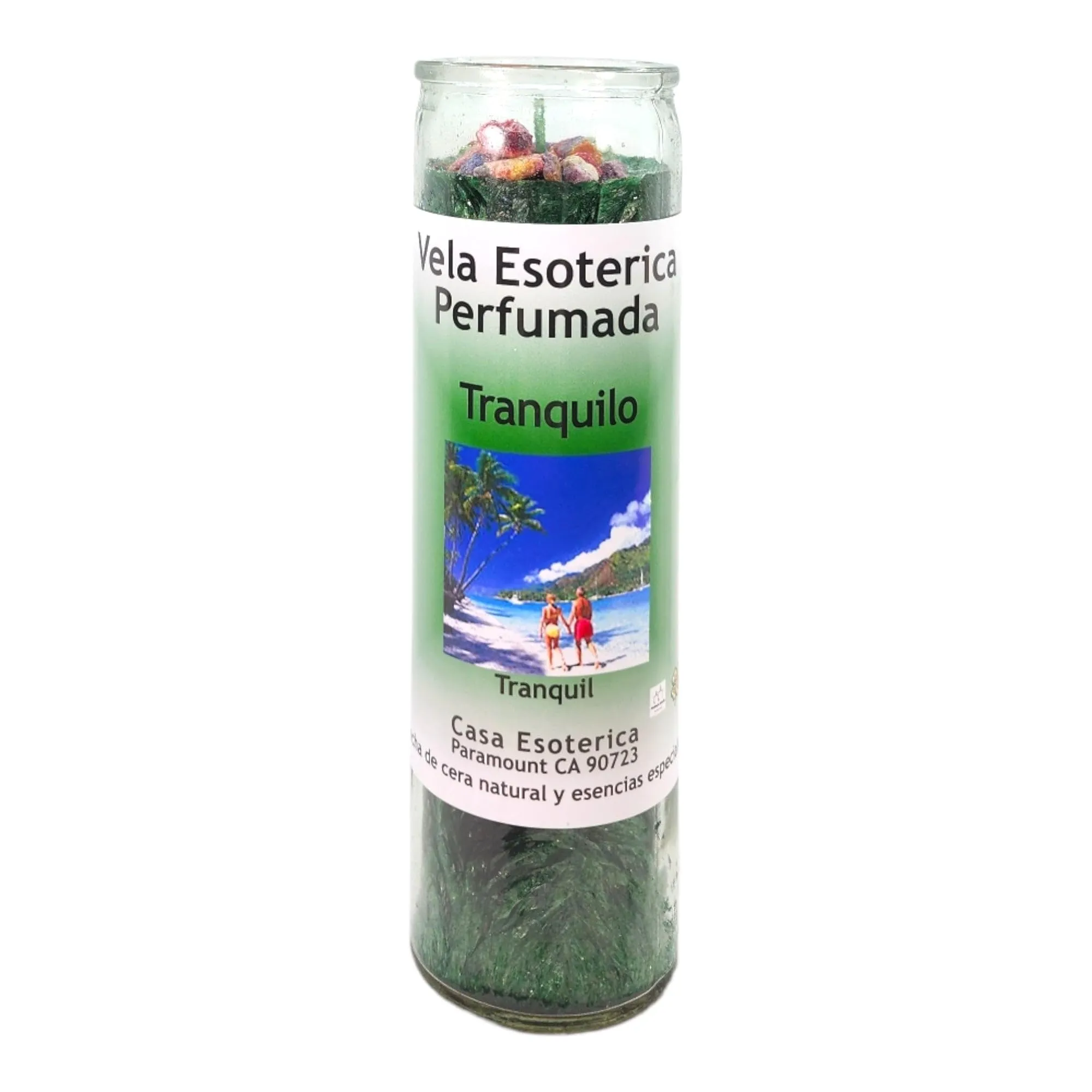 Tranquil Palm Wax Spiritual Intention Spell Candle - Green