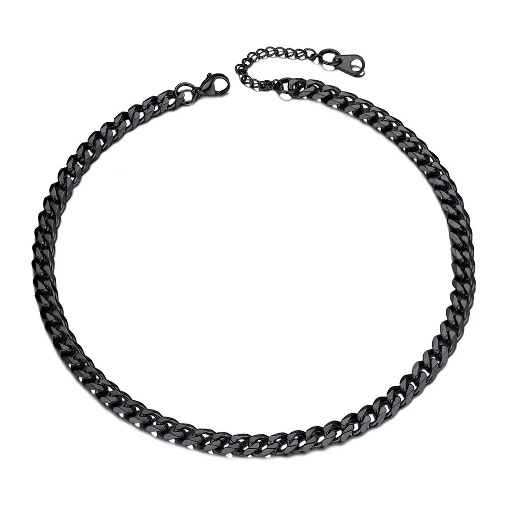 Trendy Cuban Chain Necklace in Silver/Gold/Black Tone, 316L Stainless Steel, 3mm-12mm, 14-30 Inch