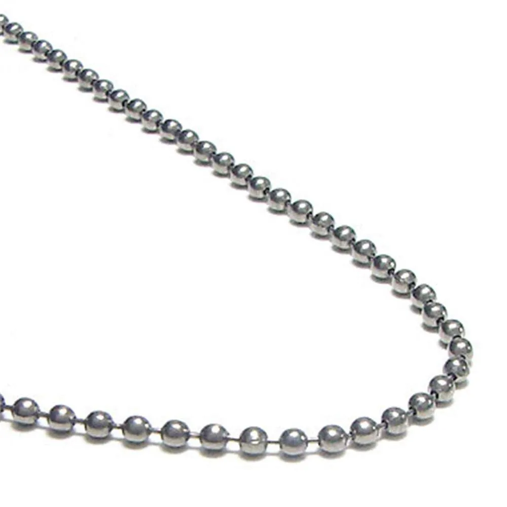 True Titanium 3MM Bead Necklace Chain - Lightweight, Hypoallergenic, Solid Titanium Alloy