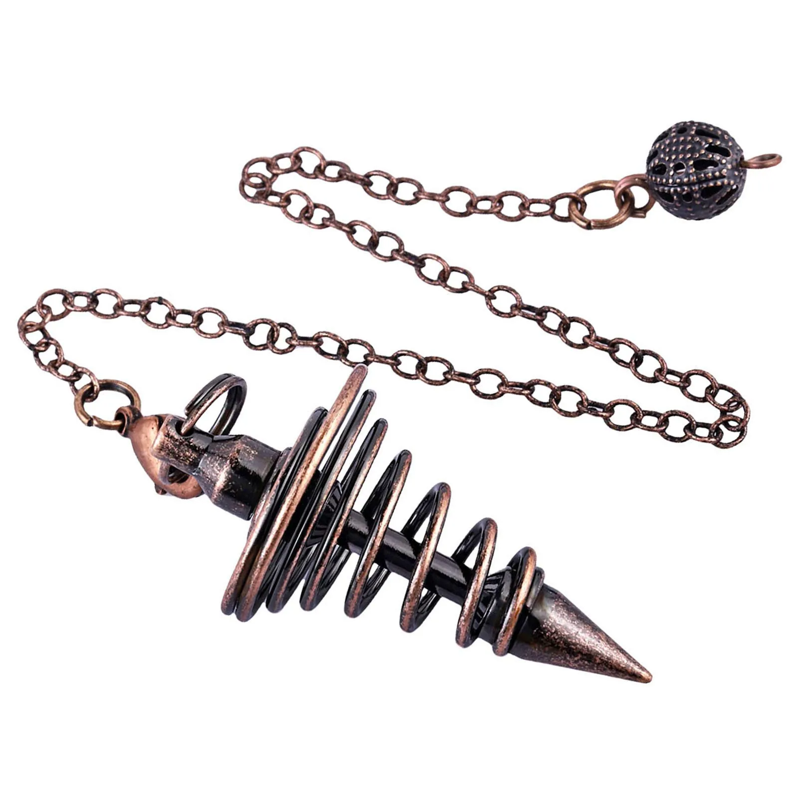 TUMBEELLUWA 2' Spiral Metal Pendant Pendulum for Divination, Healing, Reiki & Meditation Tool