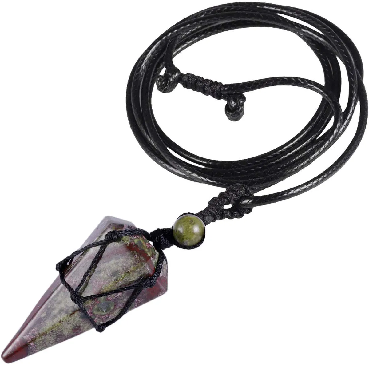 TUMBEELLUWA Healing Crystal Point Pendant Necklace for Men & Women, Adjustable Reiki Chakra