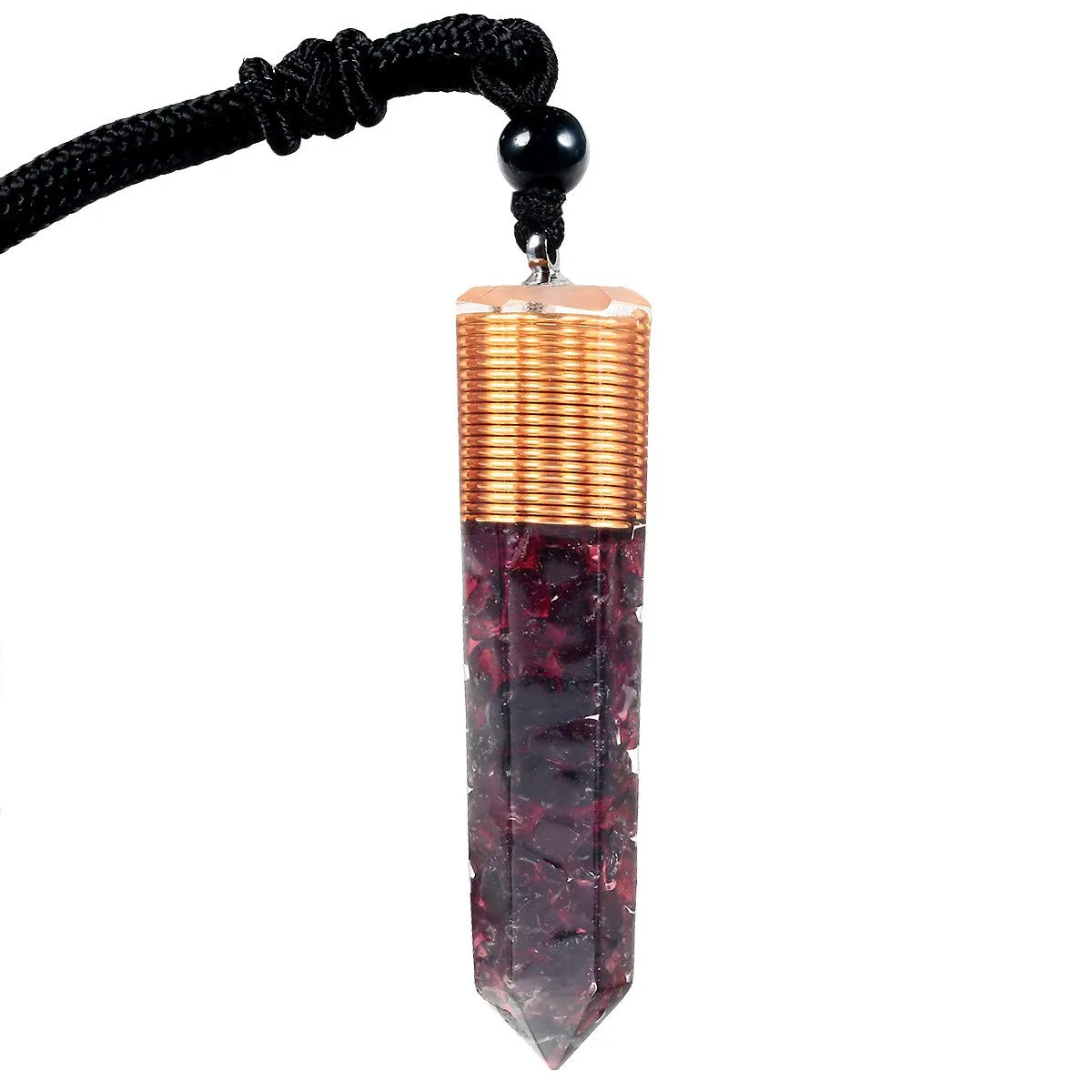 TUMBEELLUWA Healing Orgone Crystal Point Necklace with Adjustable Hexagonal Quartz Chip Pendant