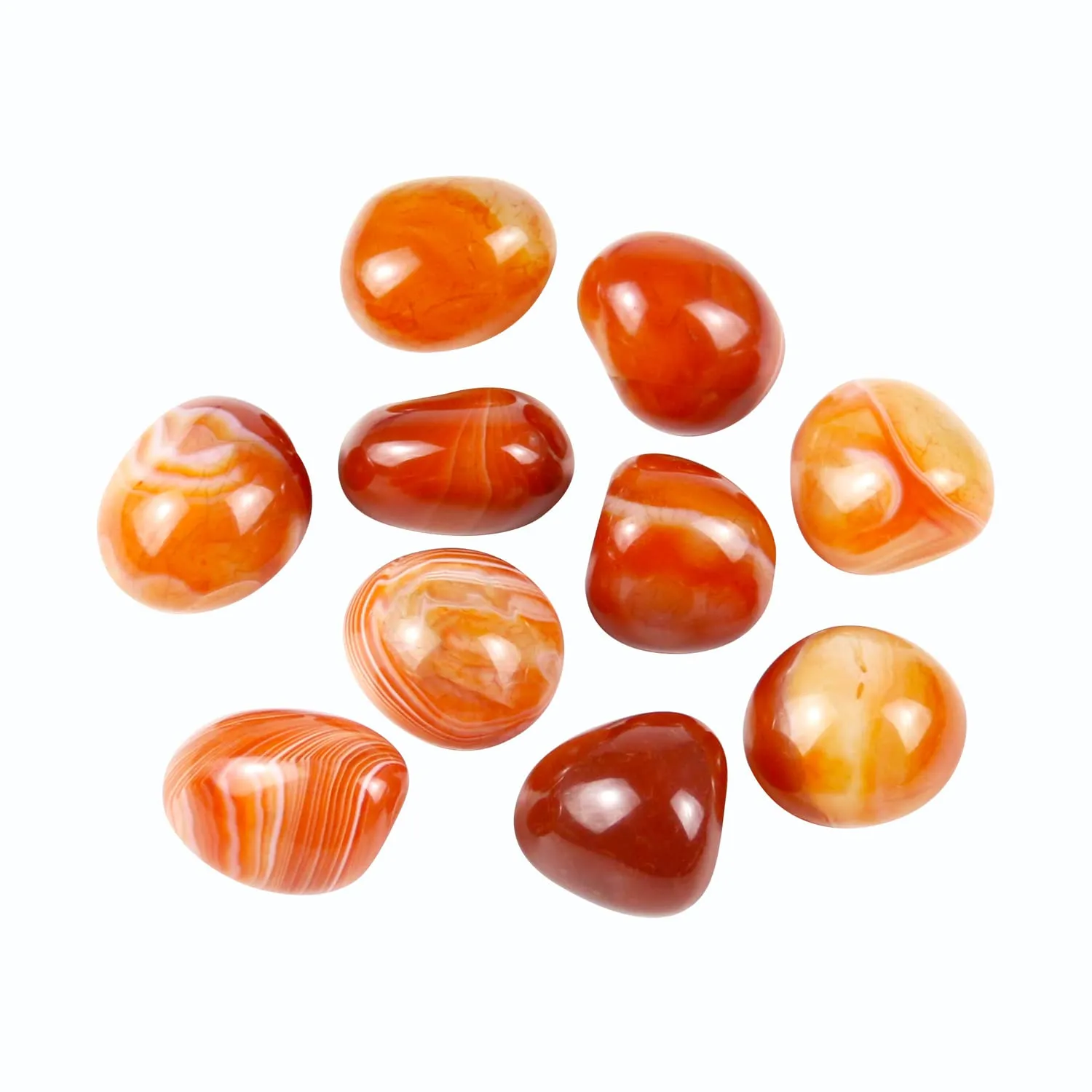 Tumbled Polished Natural Carnelian Stones for Healing, Crystals, Wicca, Reiki, Chakra (10Pcs)