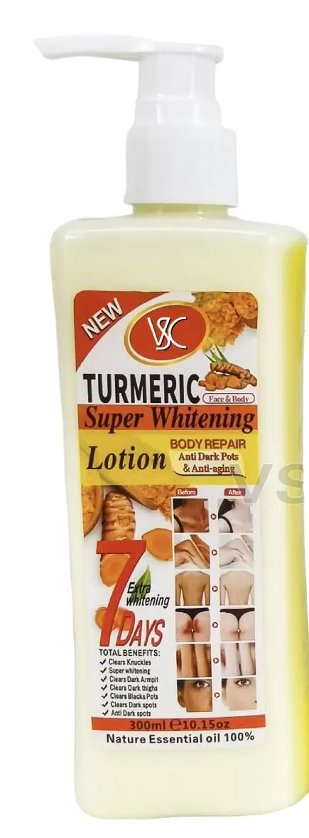 Turmeric Lotion Super Whitening Face & Body Moisturizer 300ML - Anti-Aging Vitamin C Skincare