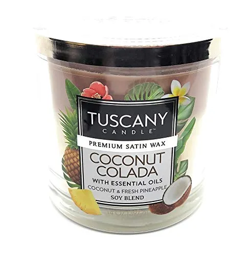 Tuscany Candle Coconut Colada 14oz Premium Satin Wax Soy Blend 3-Wick Candle