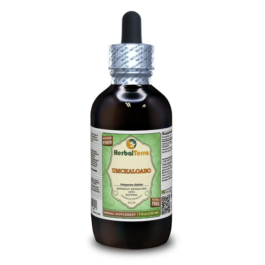 Umckaloabo Glycerite, Alcohol-Free Liquid Extract, Organic Dried Roots, HerbalTerra 4 fl. oz