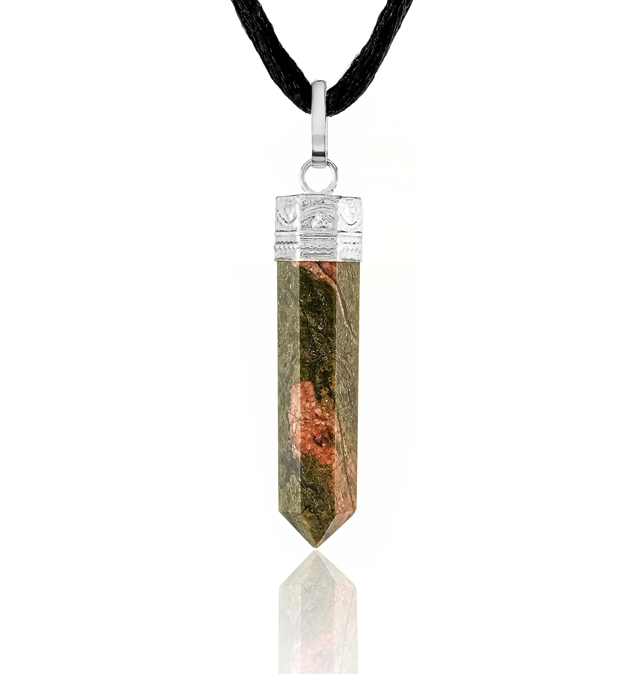 Unakite Healing Crystal Necklace - Balance, Grounding, Growth, Luck & Prosperity