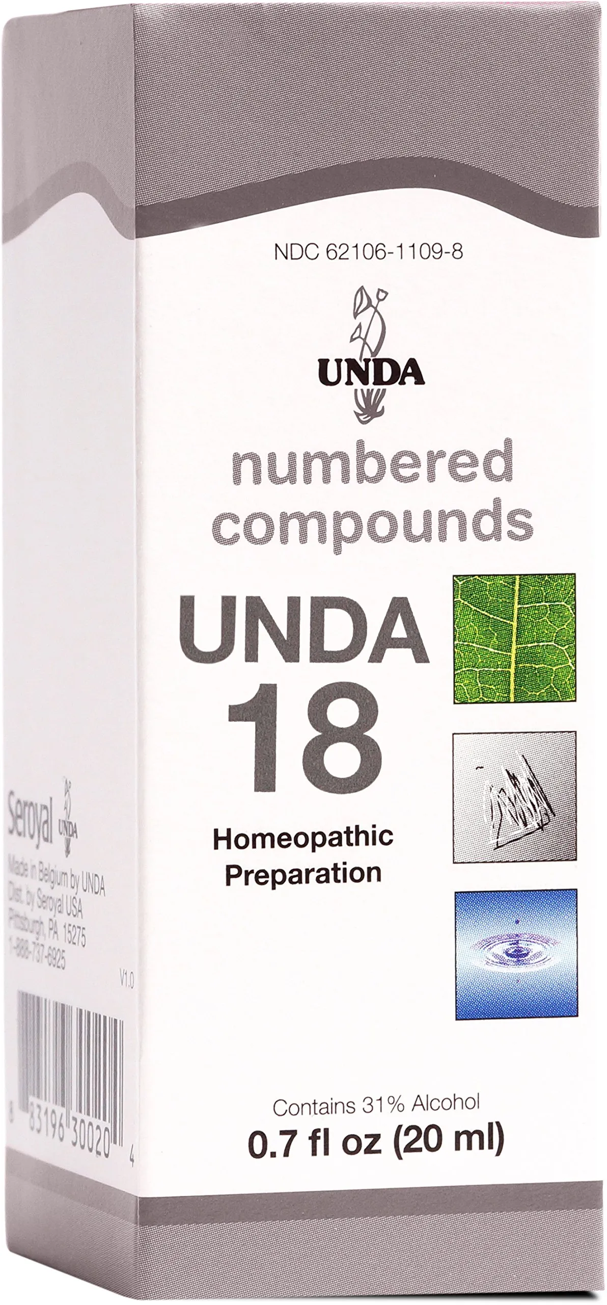 UNDA 18 Numbered Compounds Homeopathic Preparation 0.7 fl. oz.