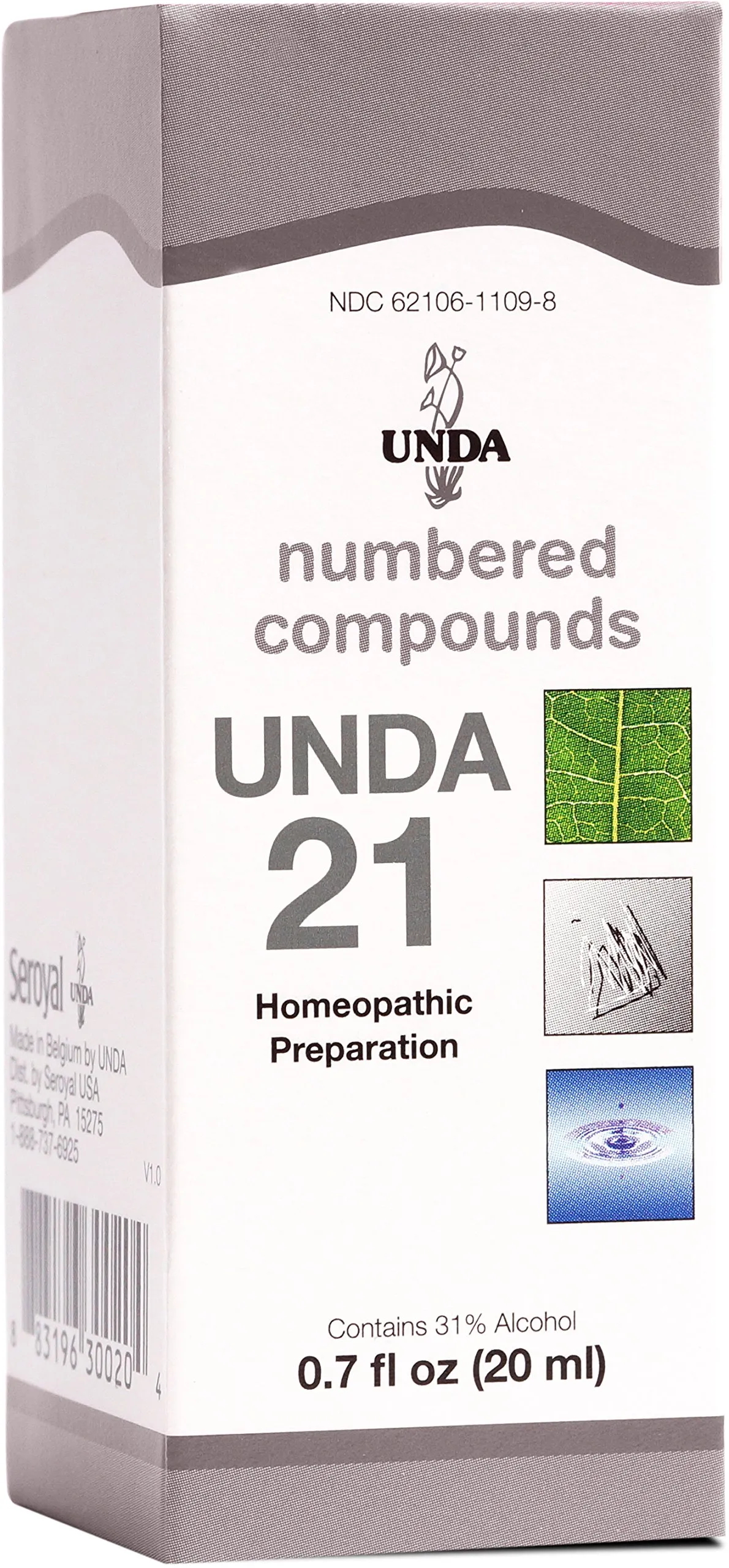 UNDA 21 Numbered Compounds Homeopathic Preparation 0.7 fl. oz. with Pure Biodynamic Herbs