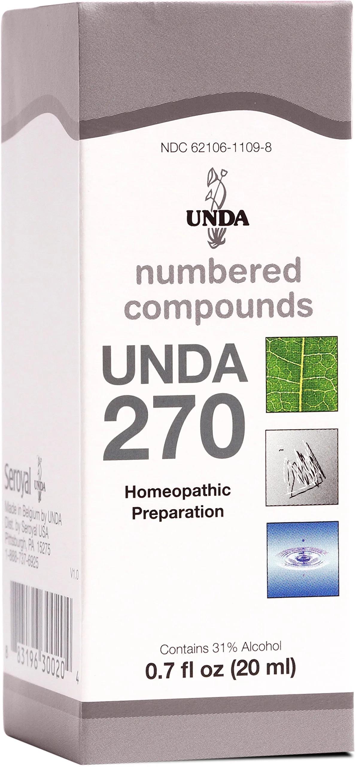 UNDA 270 Numbered Compounds Homeopathic Preparation 0.7 fl. oz. Pure Materials and Herbs