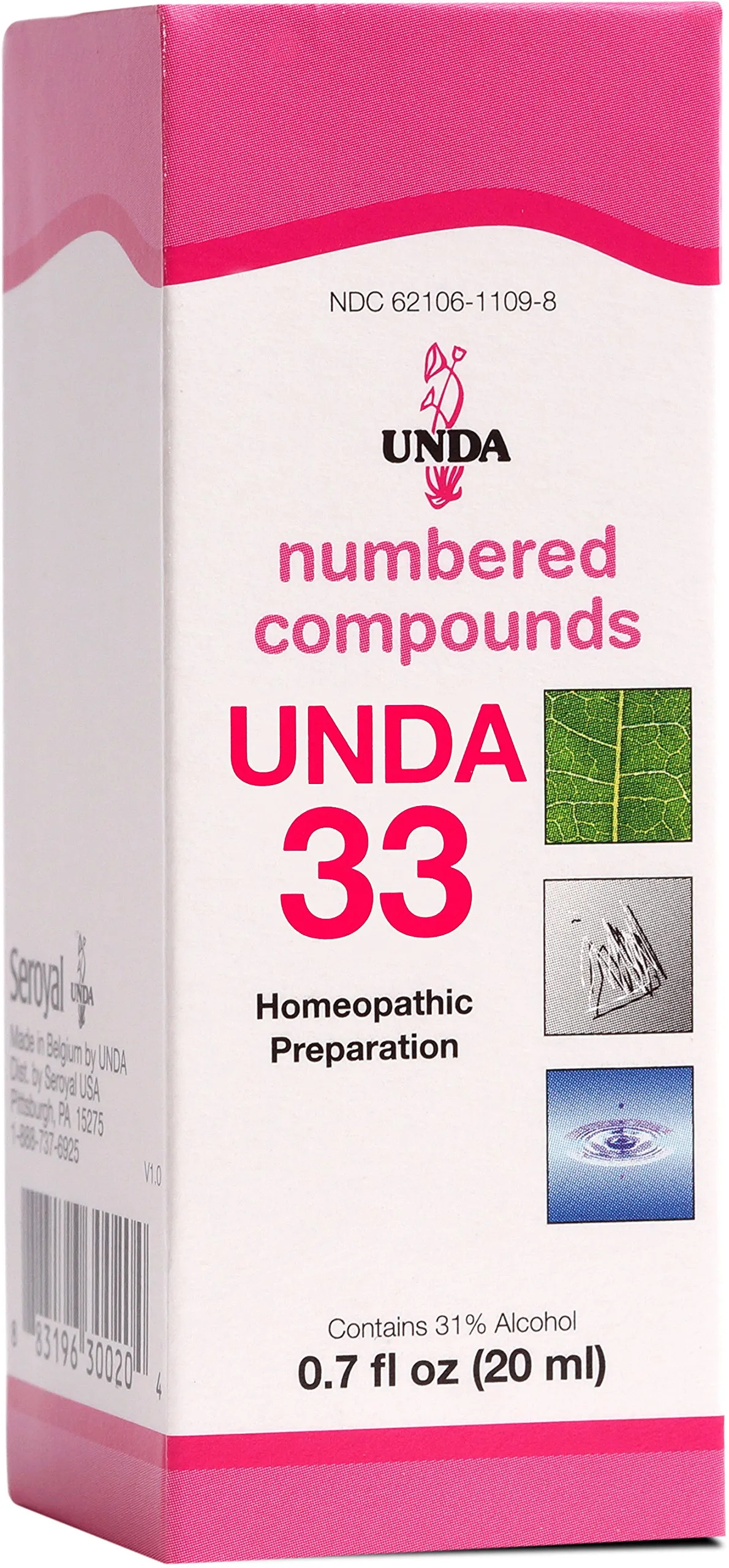 UNDA 33 Numbered Compounds Homeopathic Preparation 0.7 fl. oz.