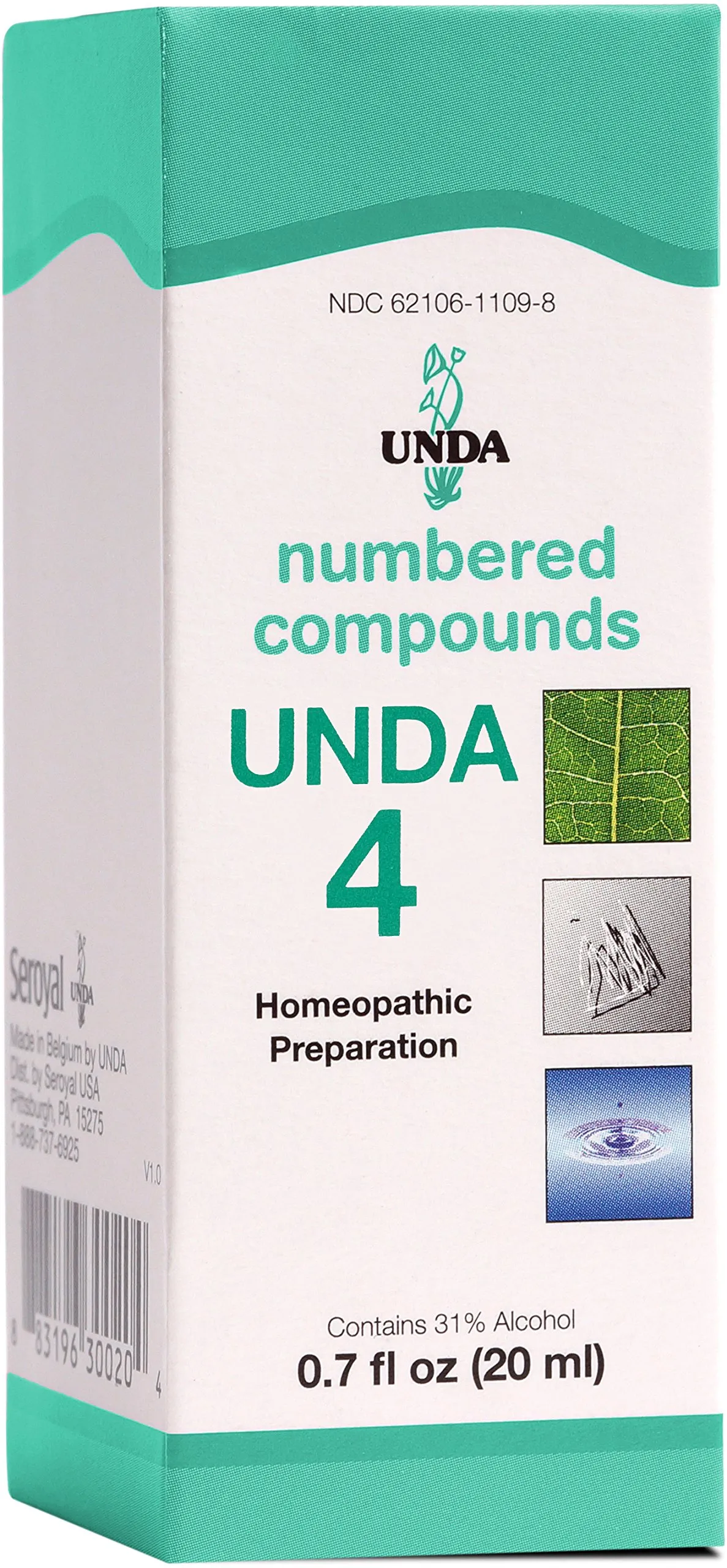 UNDA 4 Numbered Compounds Homeopathic Preparation 0.7 fl. oz. Pure Biodynamic Herbs