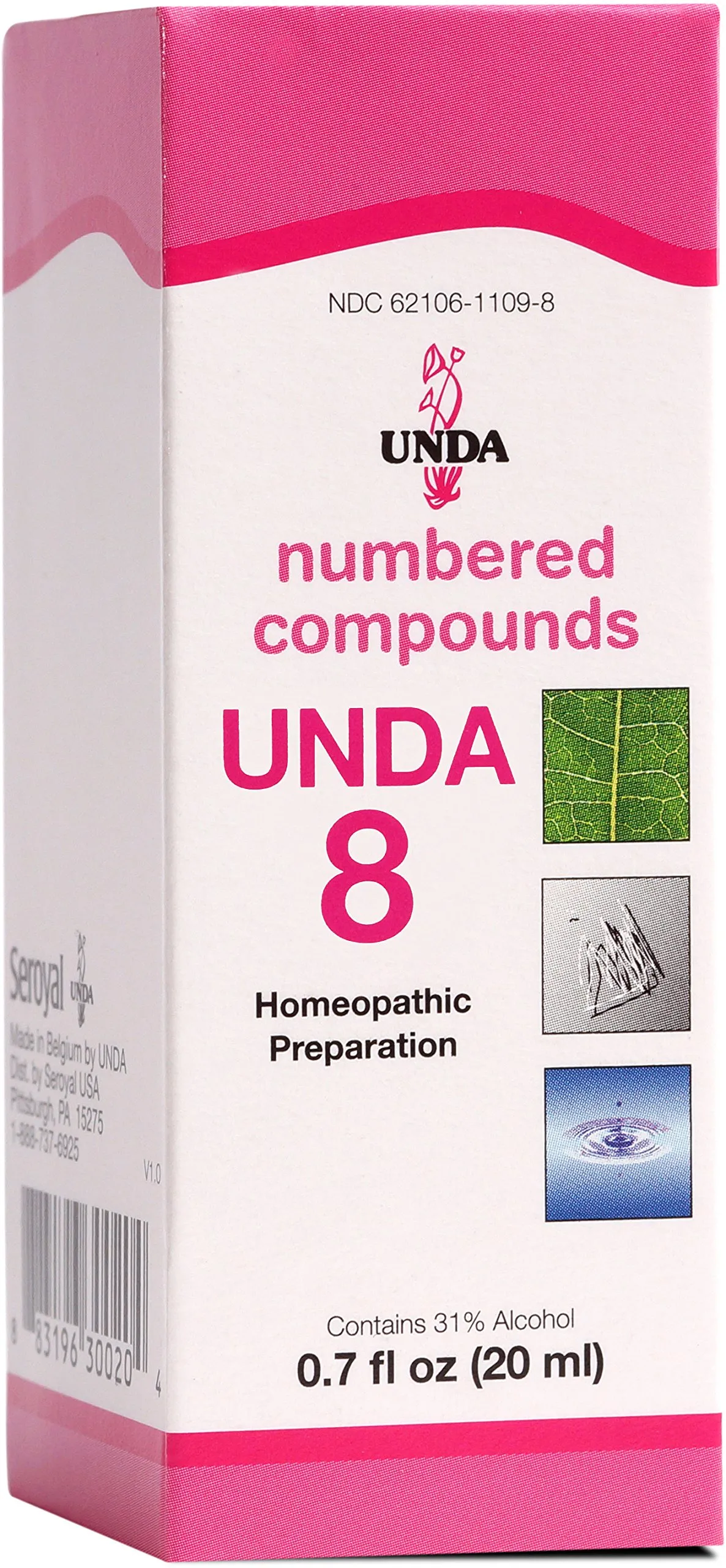 UNDA 8 Numbered Compounds Homeopathic Preparation 0.7 fl. oz. Pure Plant & Metal Remedies