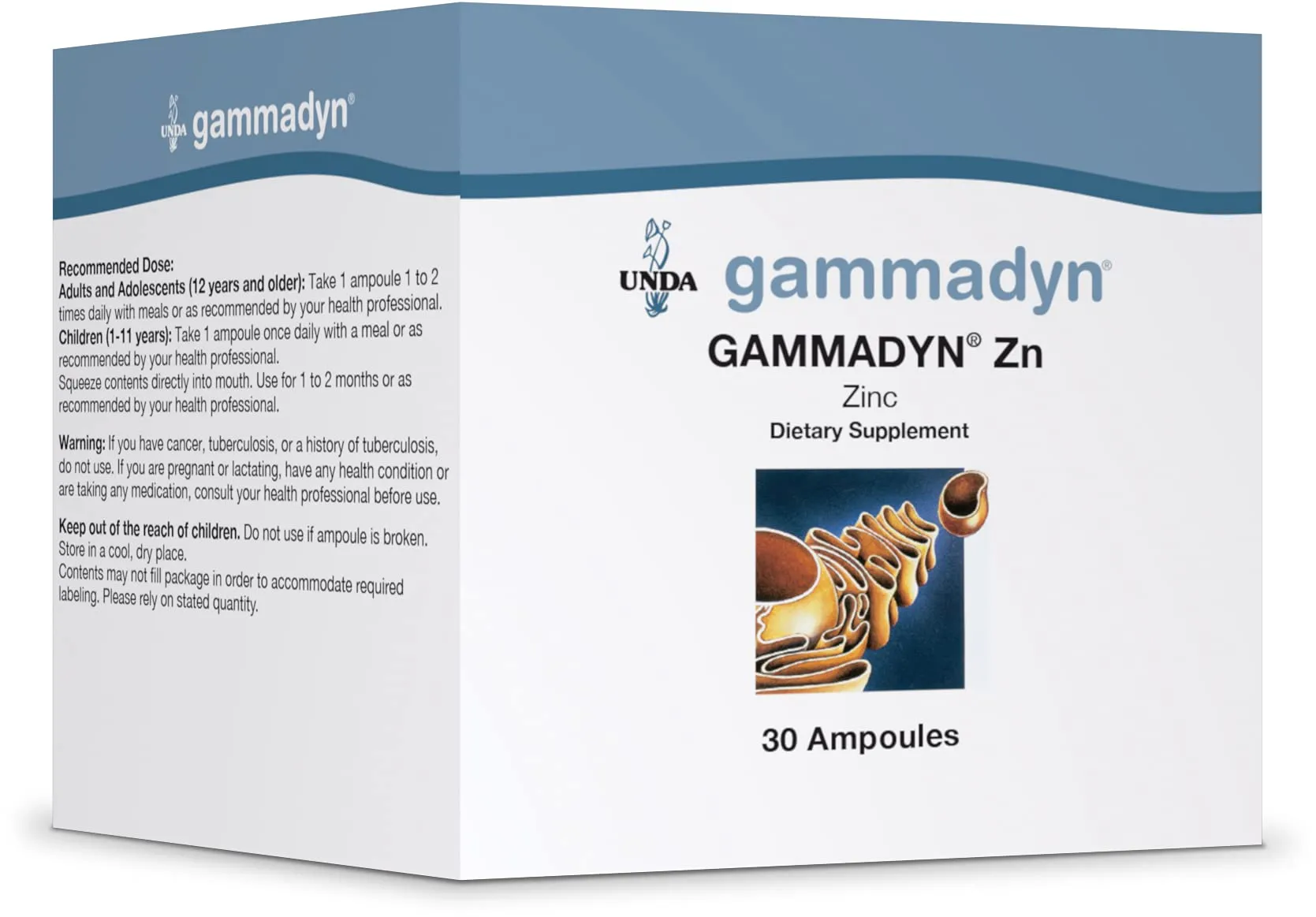 UNDA GAMMADYN Zn Zinc Oligo-Element Supplement 30 Ampoules - Pure Biodynamic Ingredients