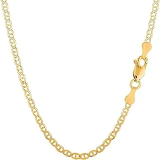 Unisex 10k Solid Yellow Gold 3.2mm Shiny Mariner-Link Chain Necklace & Bracelet Bangle, 7'-24'