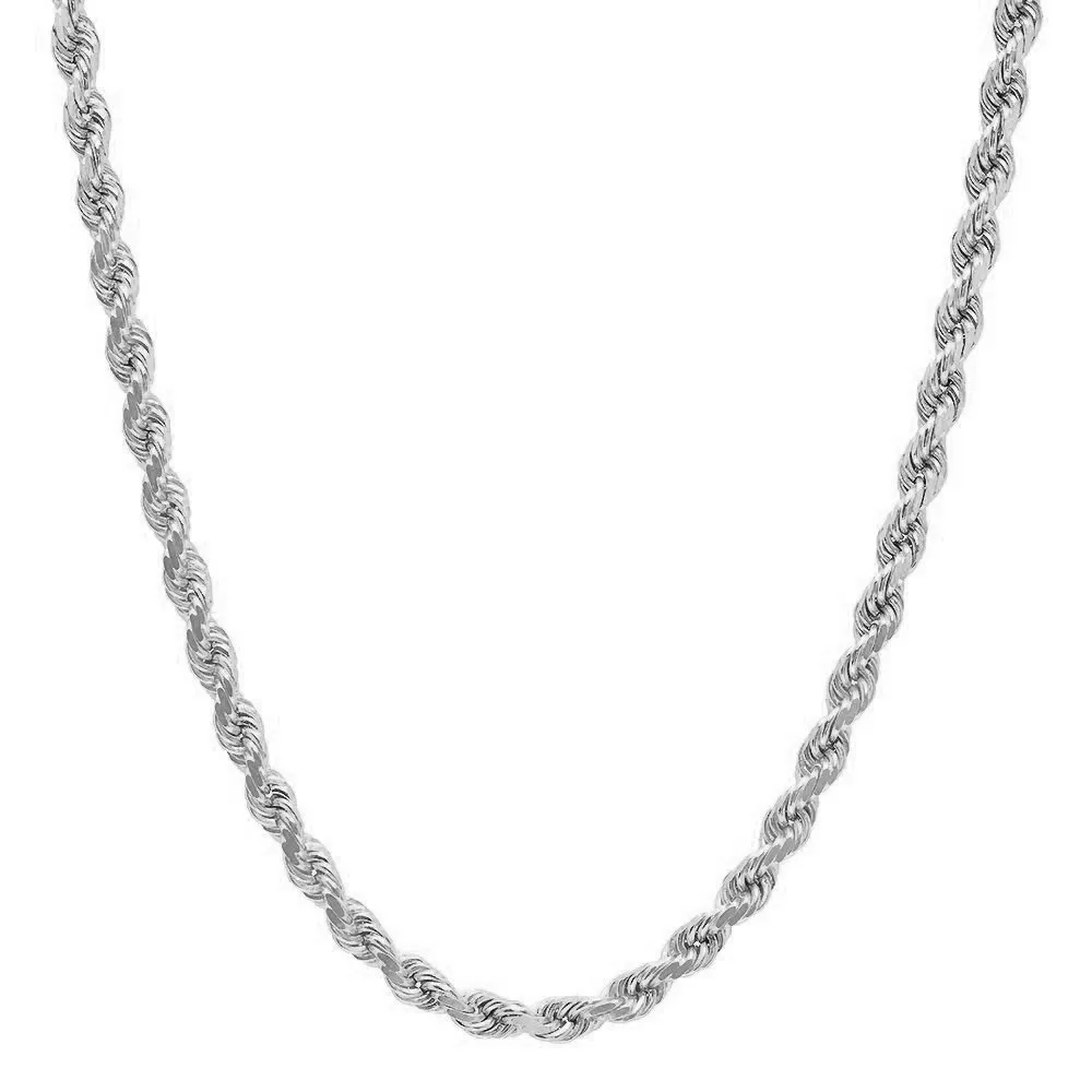 Unisex 5MM Diamond-Cut Rope Chain Necklace - Sterling Silver, 16-24 Inches, Hypoallergenic Design