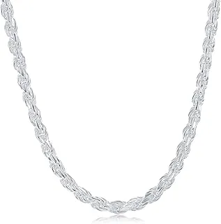 Unisex Sterling Silver 3.5MM Diamond-Cut Rope Chain Necklace - Elegant & Versatile Accessory