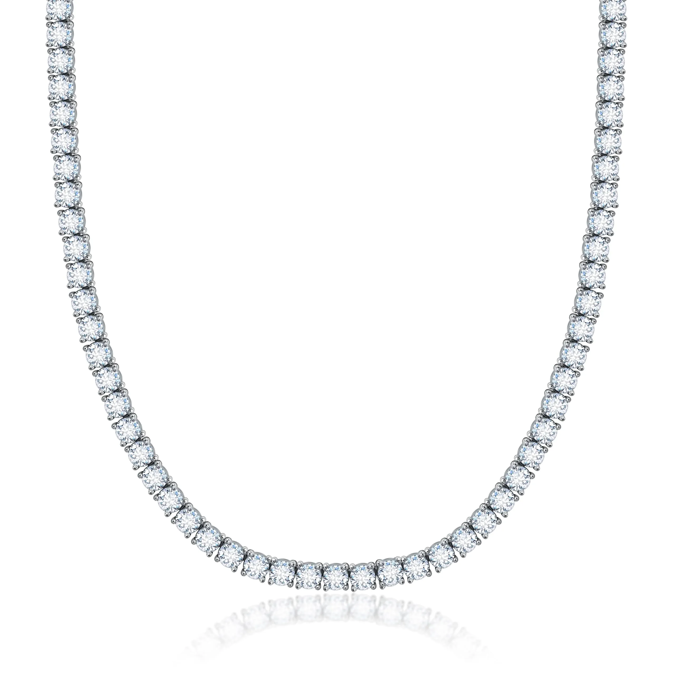 Unisex Sterling Silver 4mm Cubic Zirconia Tennis Necklace 16'-36' - Hypoallergenic & Stylish