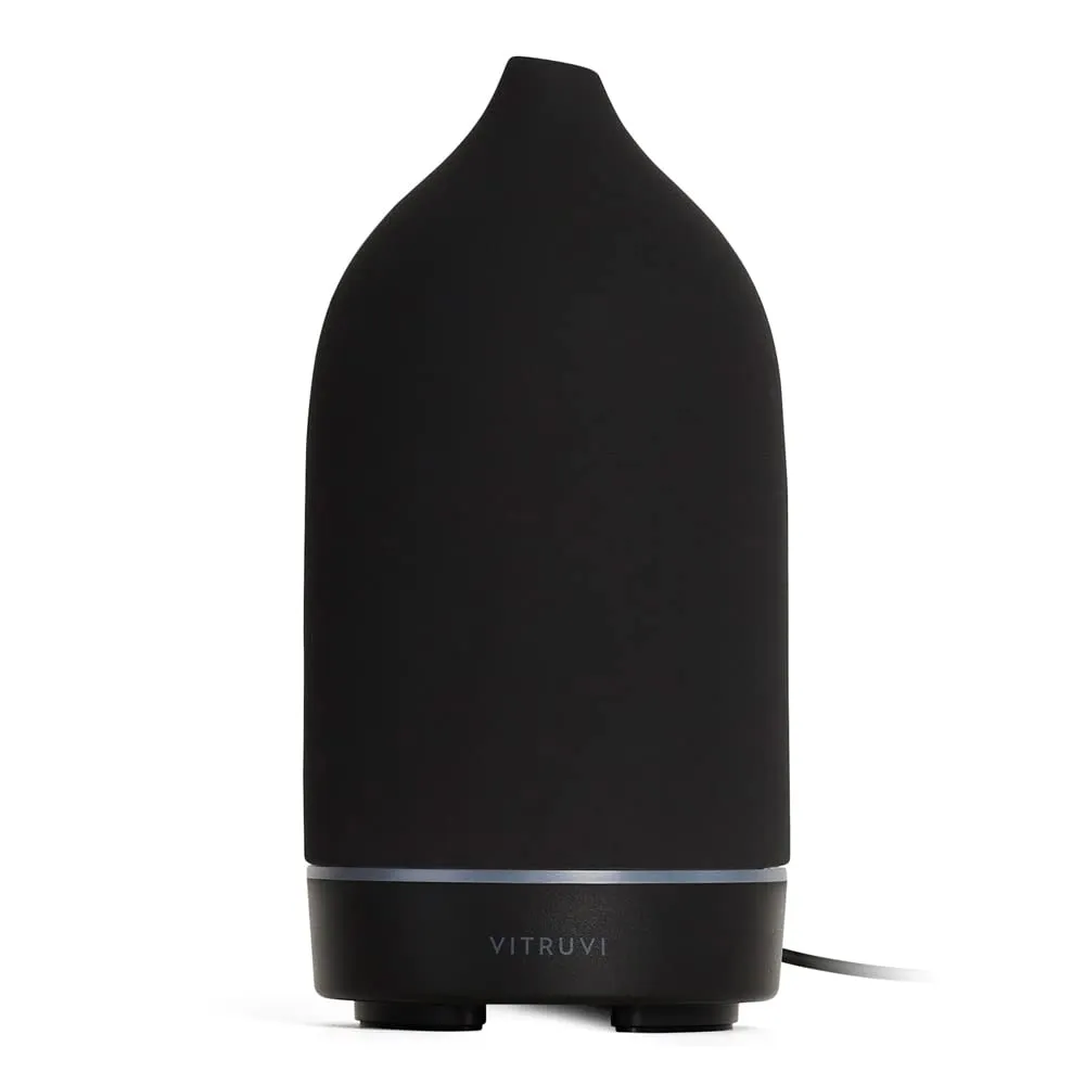 Vitruvi Stone Diffuser - Ceramic Ultrasonic Essential Oil Diffuser for Aromatherapy, Black