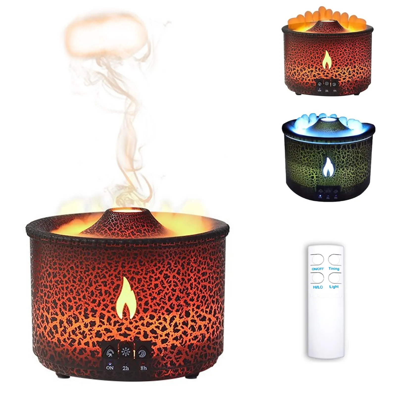 Volcano Humidifier 300ML Aromatherapy Diffuser with Flame & Volcano Modes for Bedroom, Office