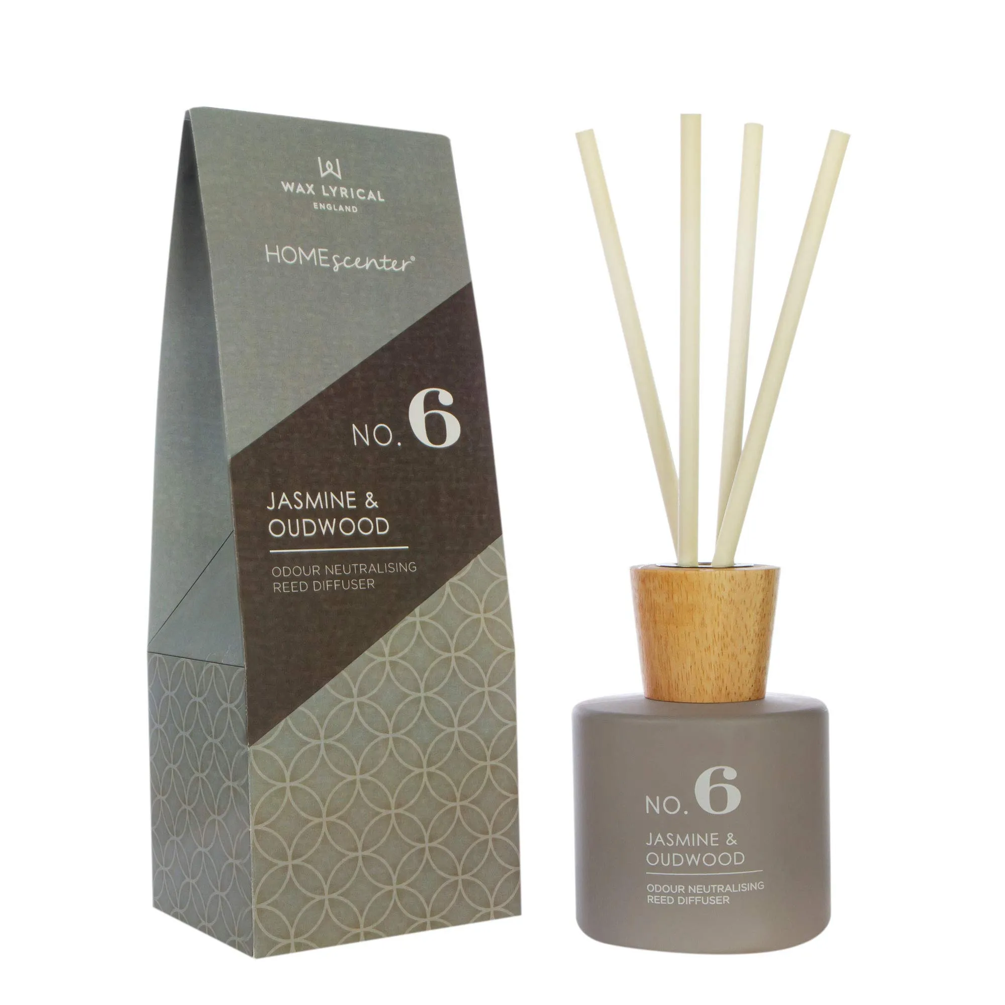 WAX LYRICAL Homescenter Reed Diffuser 180ml Jasmine & Oudwood - Eliminate Odours with Style