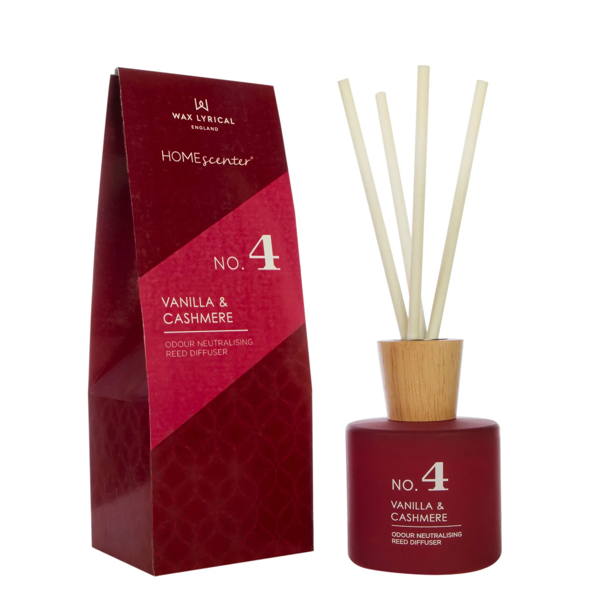 Wax Lyrical Homescenter Reed Diffuser 180ml Vanilla & Cashmere - Odouraze Odour Eliminator