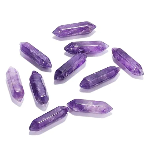 Wholesale Natural Amethyst Crystal Point 10 PCS Hexagonal Healing Reiki Quartz Stones