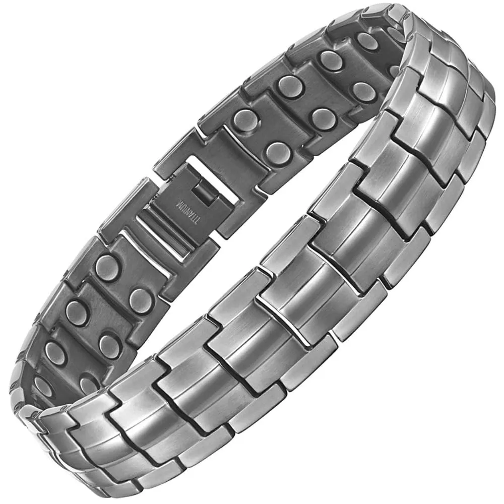 Willis Judd Men's Gunmetal Titanium Magnetic Bracelet with Adjustable Length & Sizing Tool