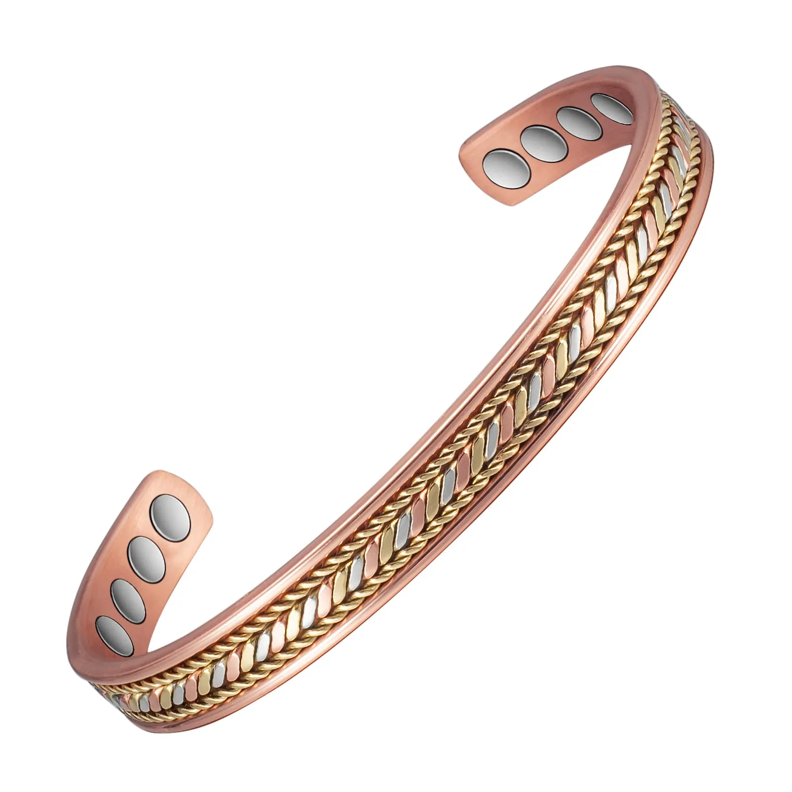 Wollet Copper Bracelet for Women, Magnetic Bangle, Adjustable & Hypoallergenic Pure Copper Jewelry