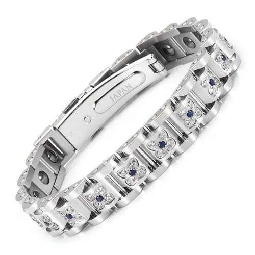 Wollet Women's Magnetic Bracelet, Stainless Steel Jewelry with 16 Magnets, Hypoallergenic Design