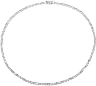 Women's .925 Sterling Silver 2MM Round Cubic Zirconia Tennis Necklace - Elegant Sparkle