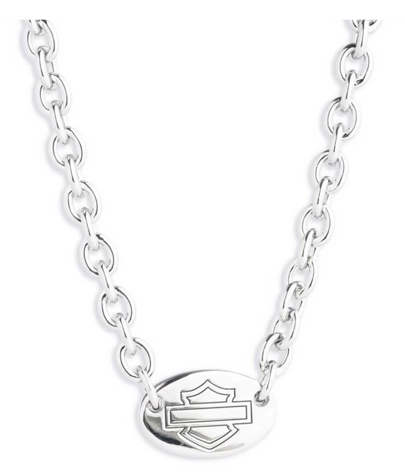 Women's 16' Silver Oval Bar & Shield Necklace by Harley-Davidson with Adjustable Chain