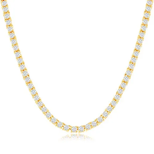 Women's 3mm Round Cubic Zirconia Tennis Necklace - Hypoallergenic, Sparkly, Perfect Gift