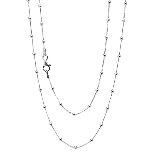 Women's 925 Sterling Silver Layered Beaded Necklace - 16' to 24' Length Options