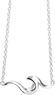 Women's 925 Sterling Silver Ocean Beach Wave Necklace, 16 + 1' Adjustable Chain