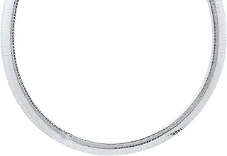 Women's 9mm Solid .925 Sterling Silver Flat Omega Chain Necklace, 20 inches Long