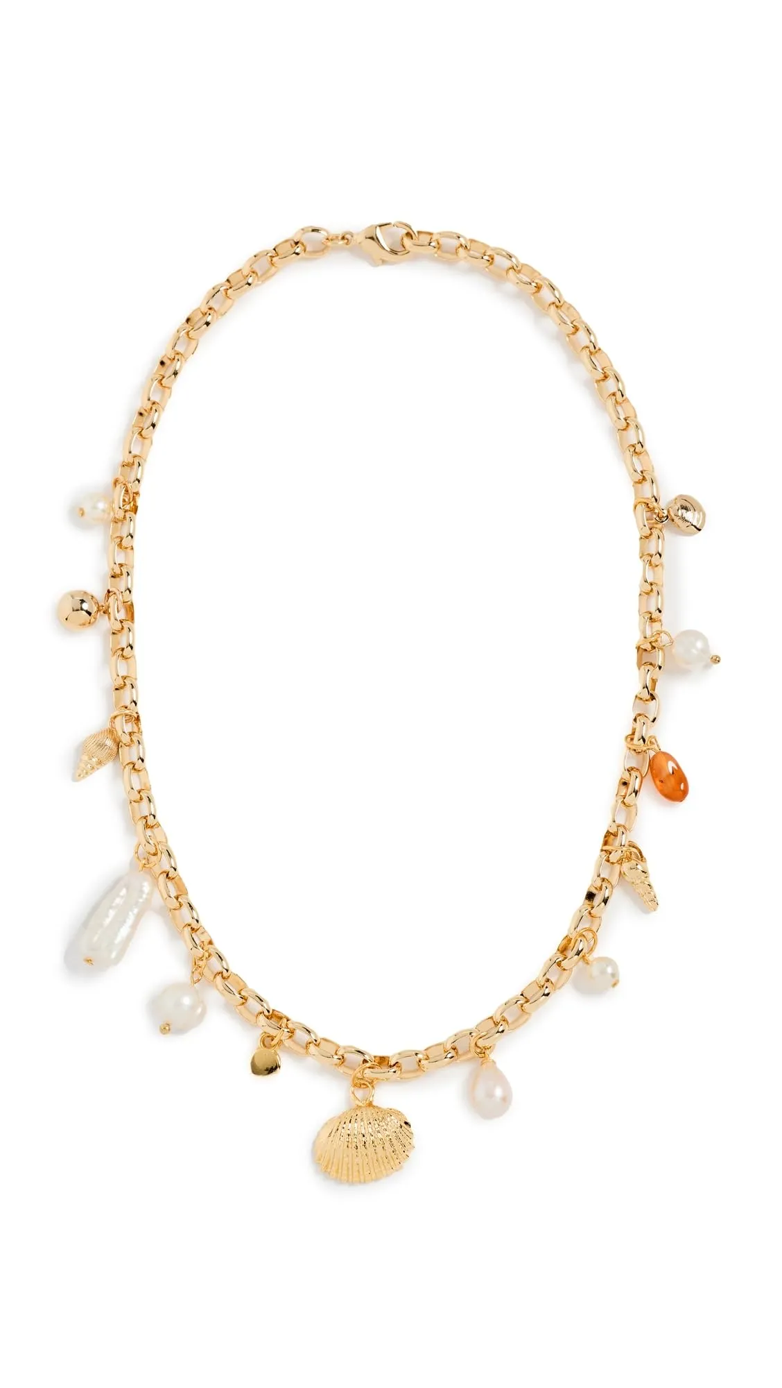 Women's SHASHI Chain Charm Necklace with Seashell Charms, 16.25in Length, Stylish Accessory