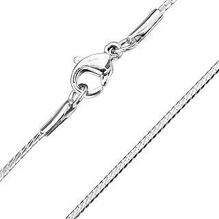 Womens Silver Stainless Steel Herringbone Chain Necklace 1.7mm 18-inch Elegant Jewelry Accessory