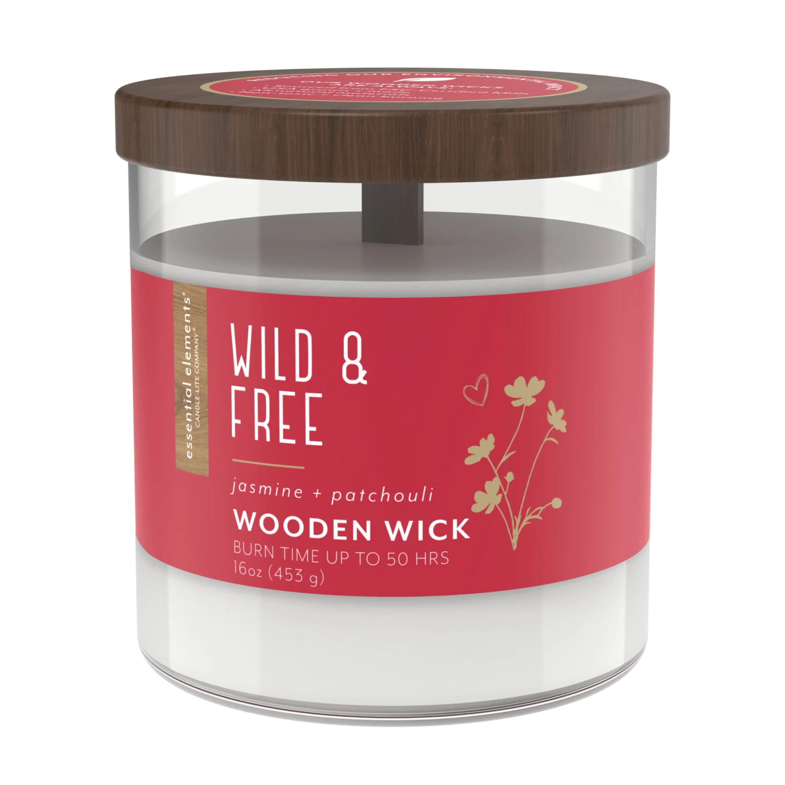 Wood Wick Scented Candle Wild & Free 16 oz Aromatherapy with Cedarwood Jasmine Patchouli