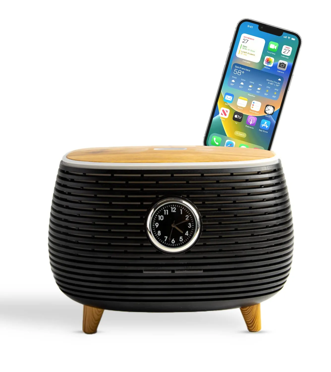 Wooden Grain Diffuser - Aromatherapy Essential Oil Humidifier with Bluetooth Speaker and Timer