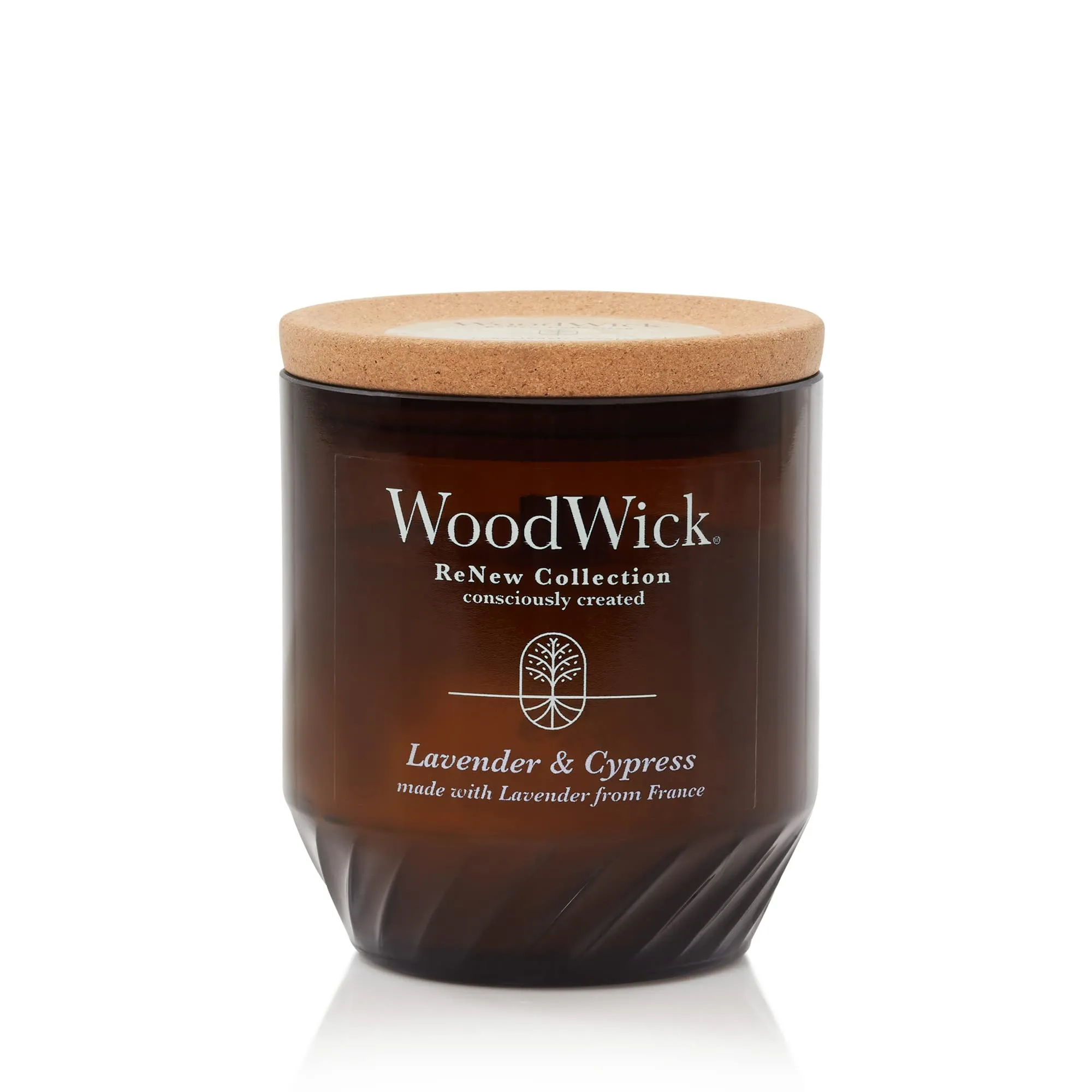 WoodWick® Renew Lavender & Cypress Scented Candle, 6oz, Eco-Friendly, Upcycled Materials, 55H Burn Time