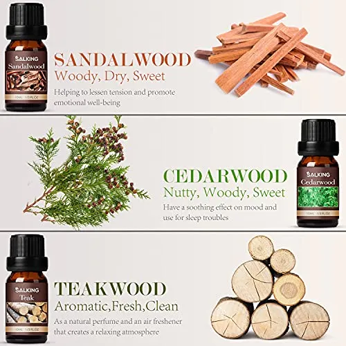 Sandalwood, Frankincense, Teakwood, Cypress