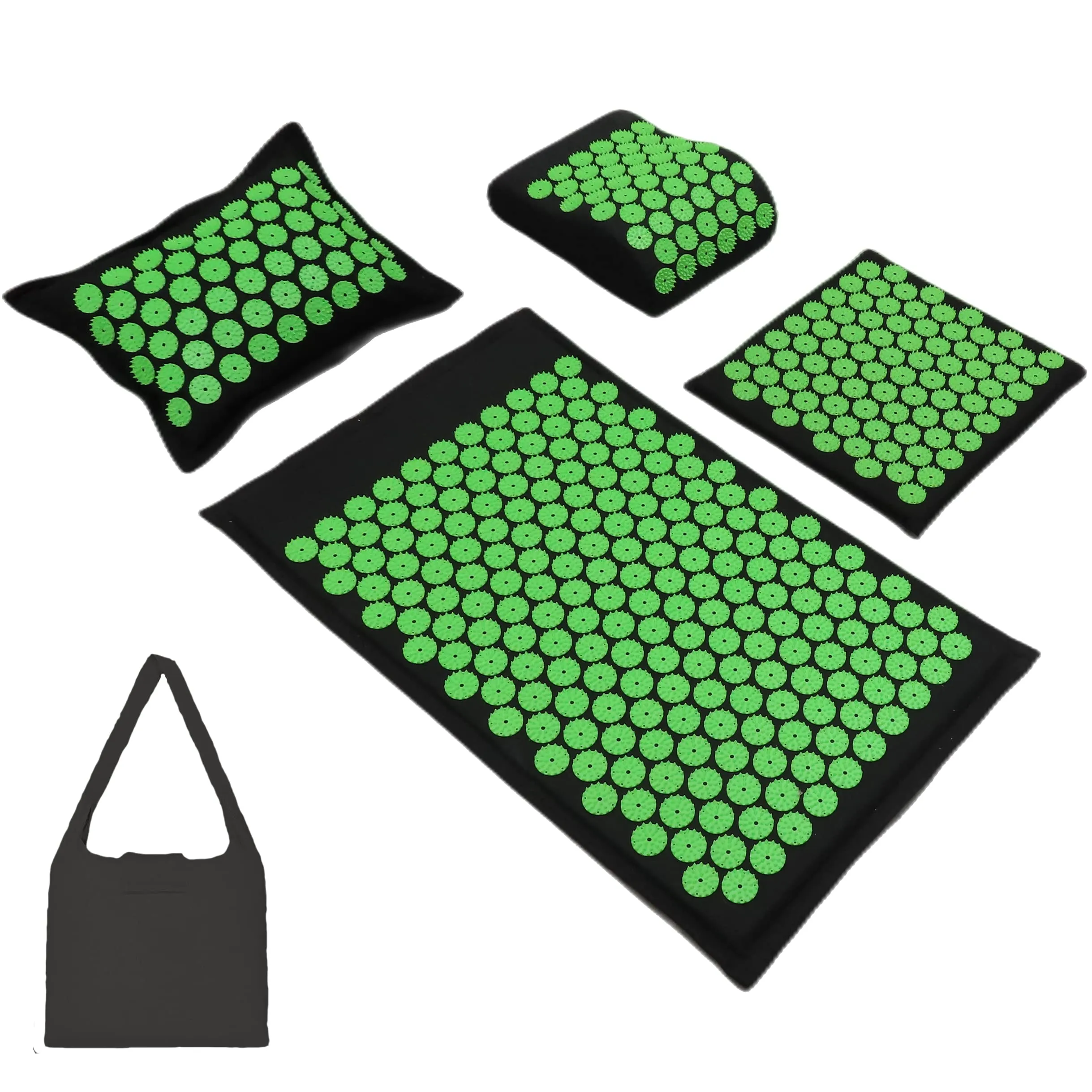 XiaoMaGe Acupressure Mat & Pillow Set - Black, Pain Relief, Muscle Relaxation, Blood Circulation