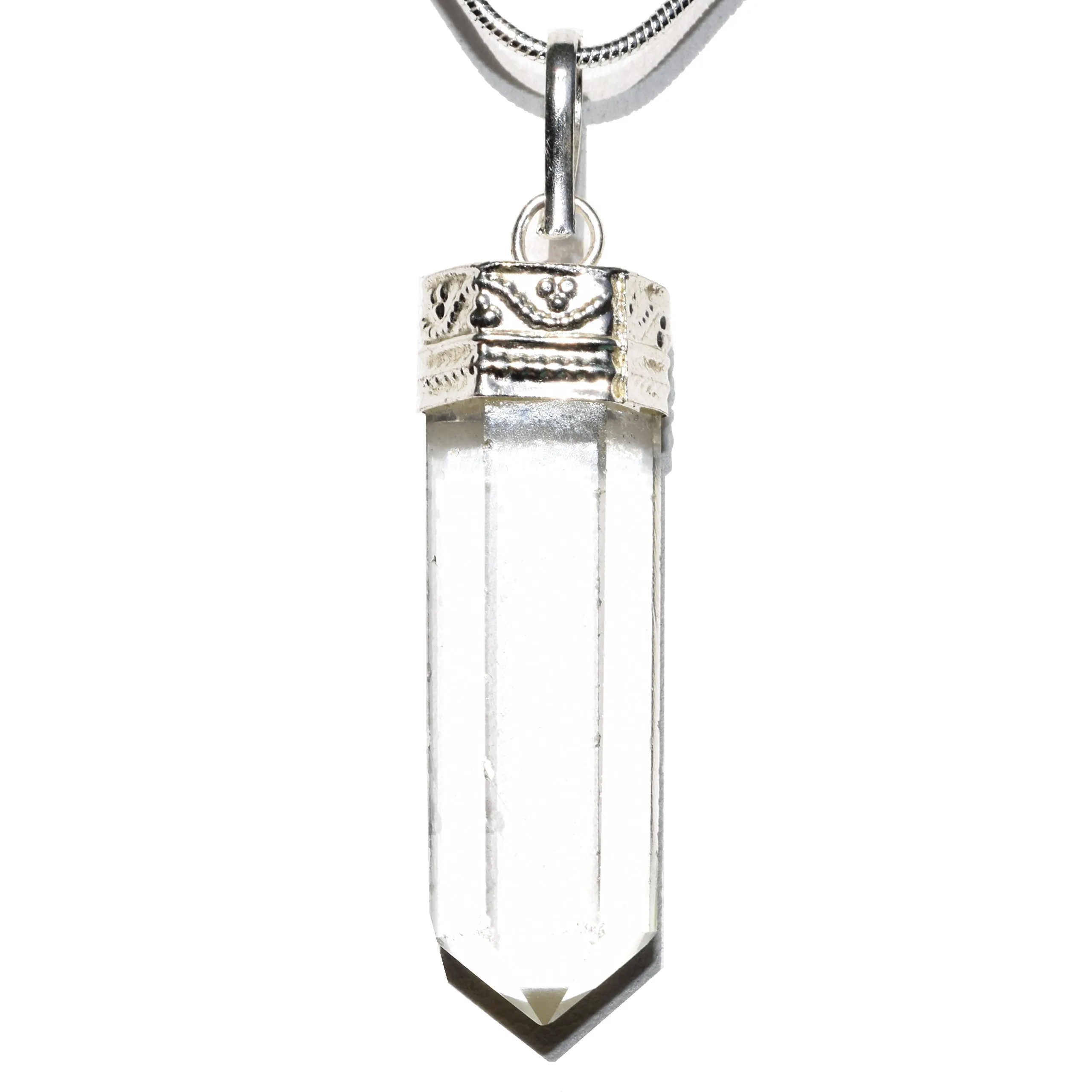 Zenergy Gems CHARGED Natural Himalayan Gemstone Crystal Pendant + 20' Silver Chain + Selenite Heart