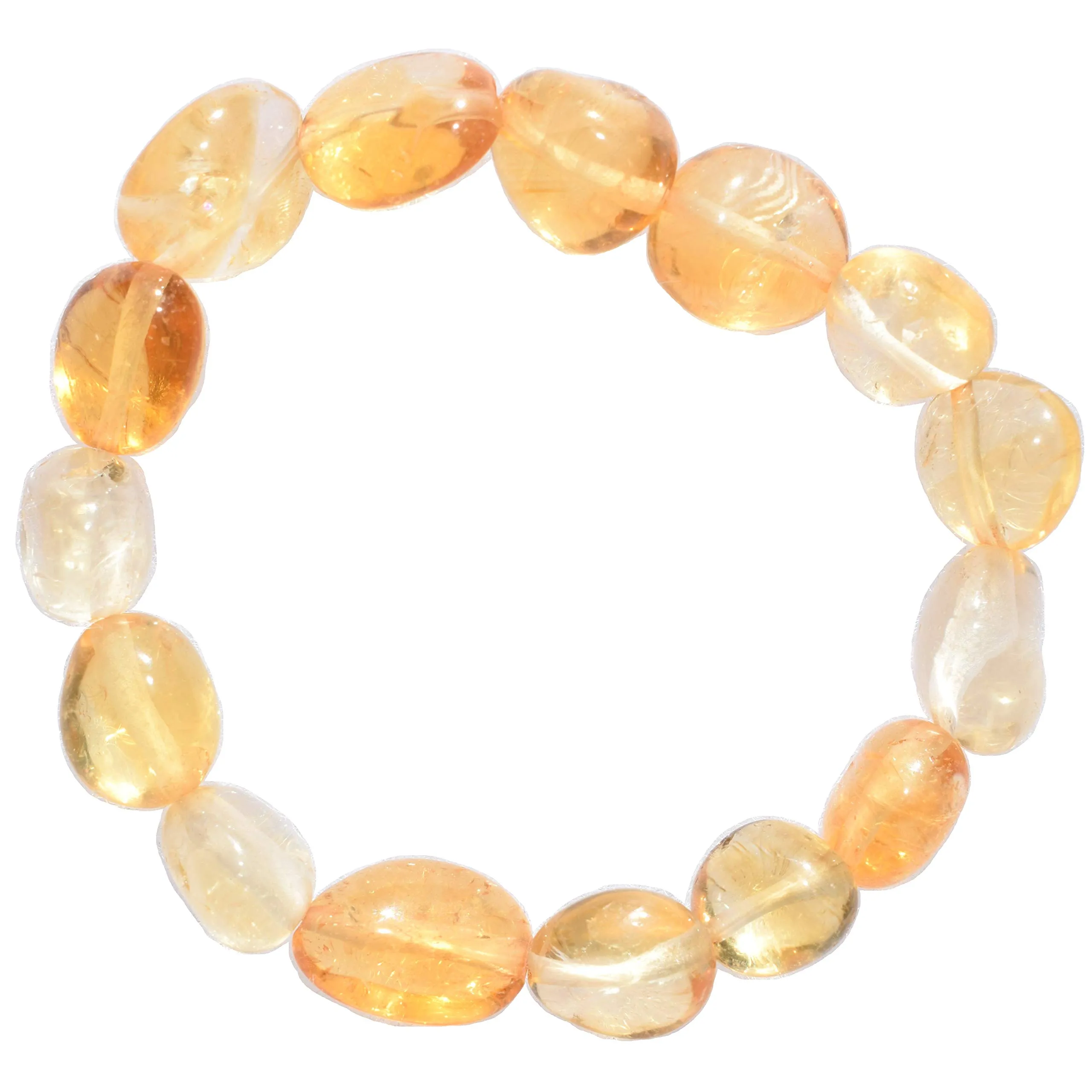 Zenergy Gems Natural Citrine Crystal Bracelet with Selenite Charging Heart, 5.5'-7' Adjustable